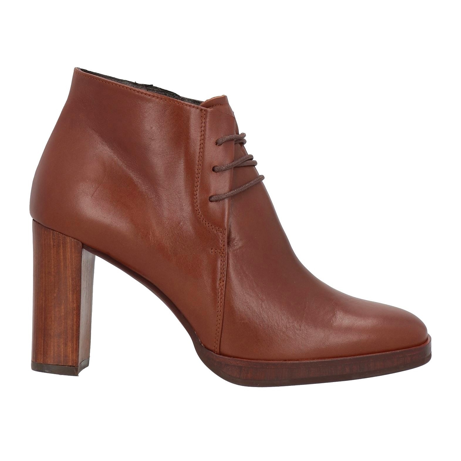 Ботинки Zinda Lace-up Leather Round Toe Square Heel, коричневый цена и фото