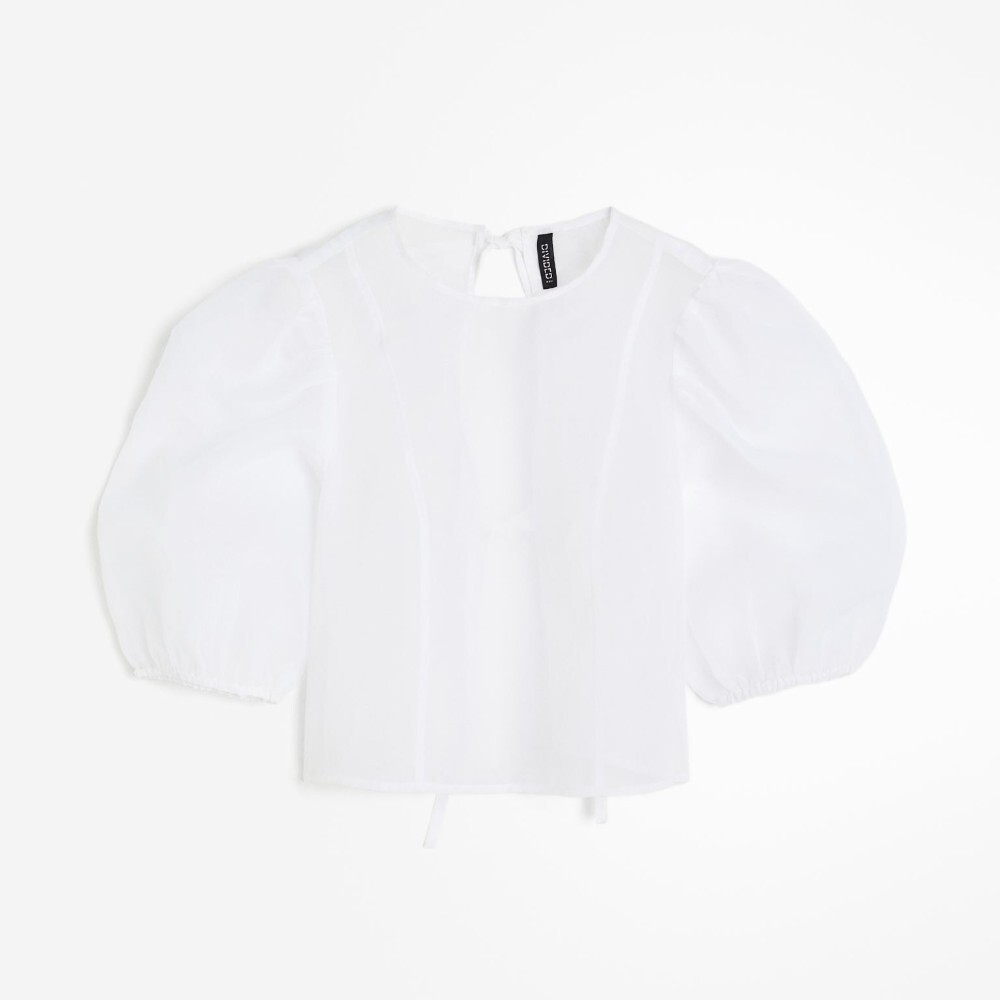

Блузка H&M Puff-sleeved Organza, белый