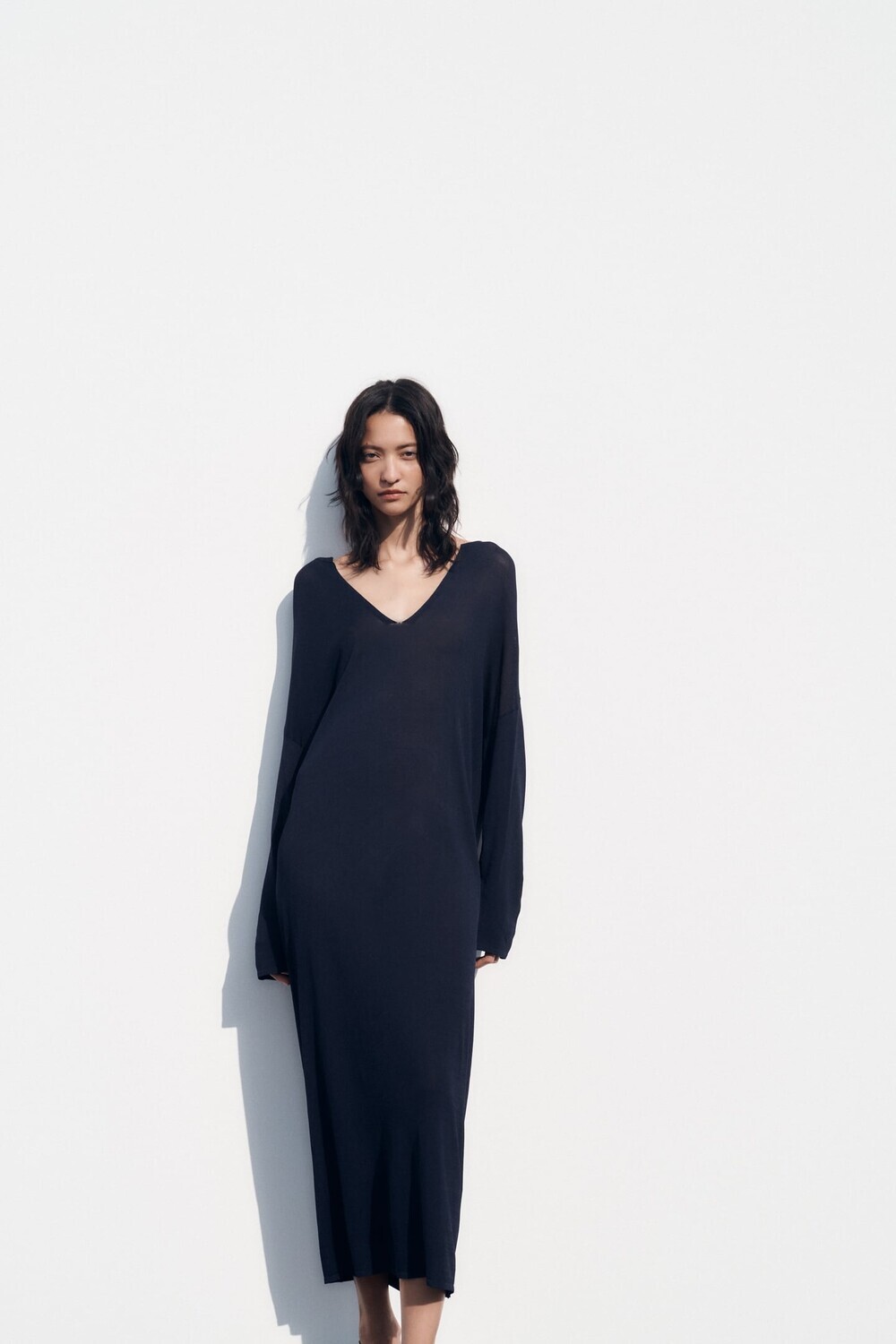 

Трикотажное платье миди ZARA, темно-синий