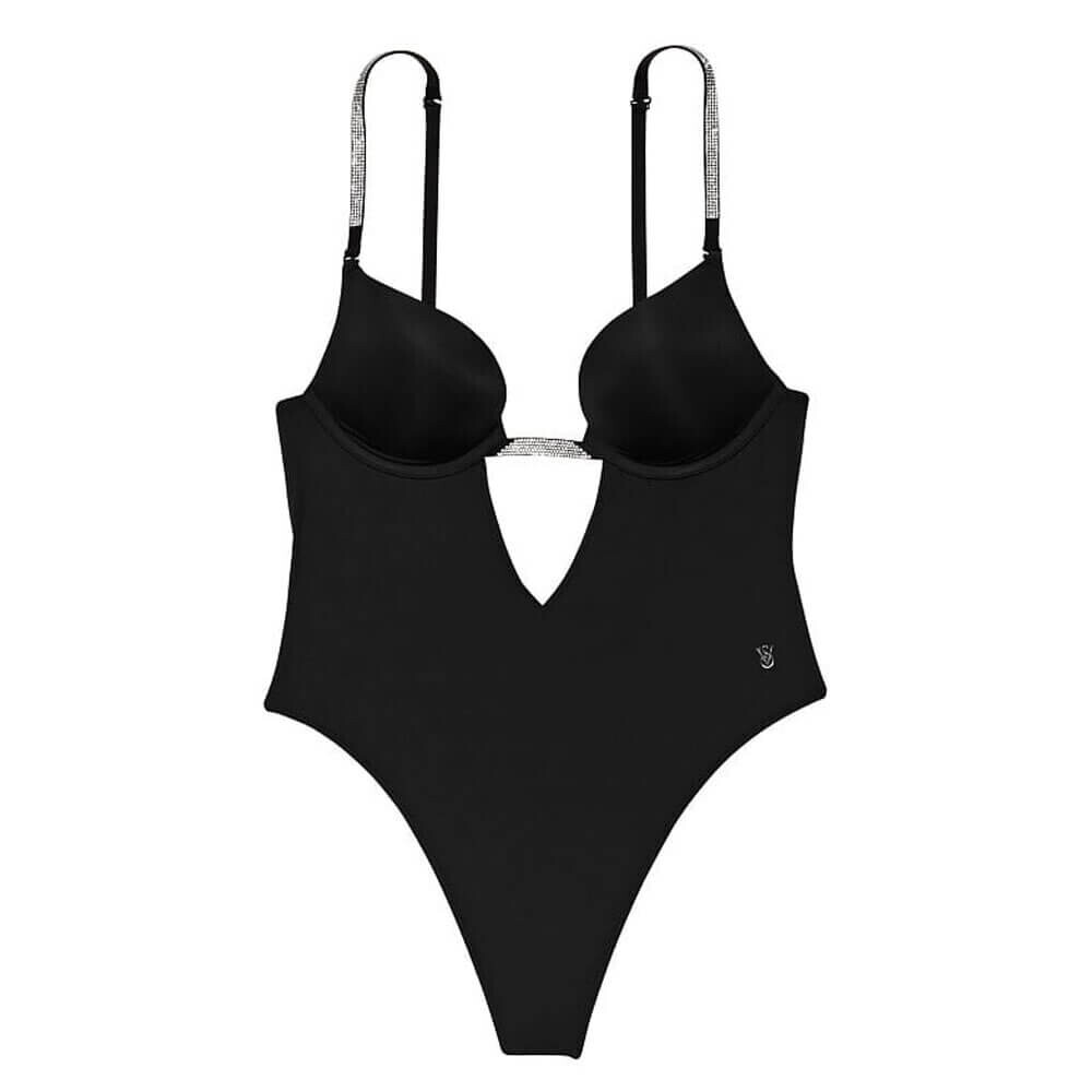 

Боди с глубоким вырезом- Victoria's Secret Very Sexy Convertible Shine, черный