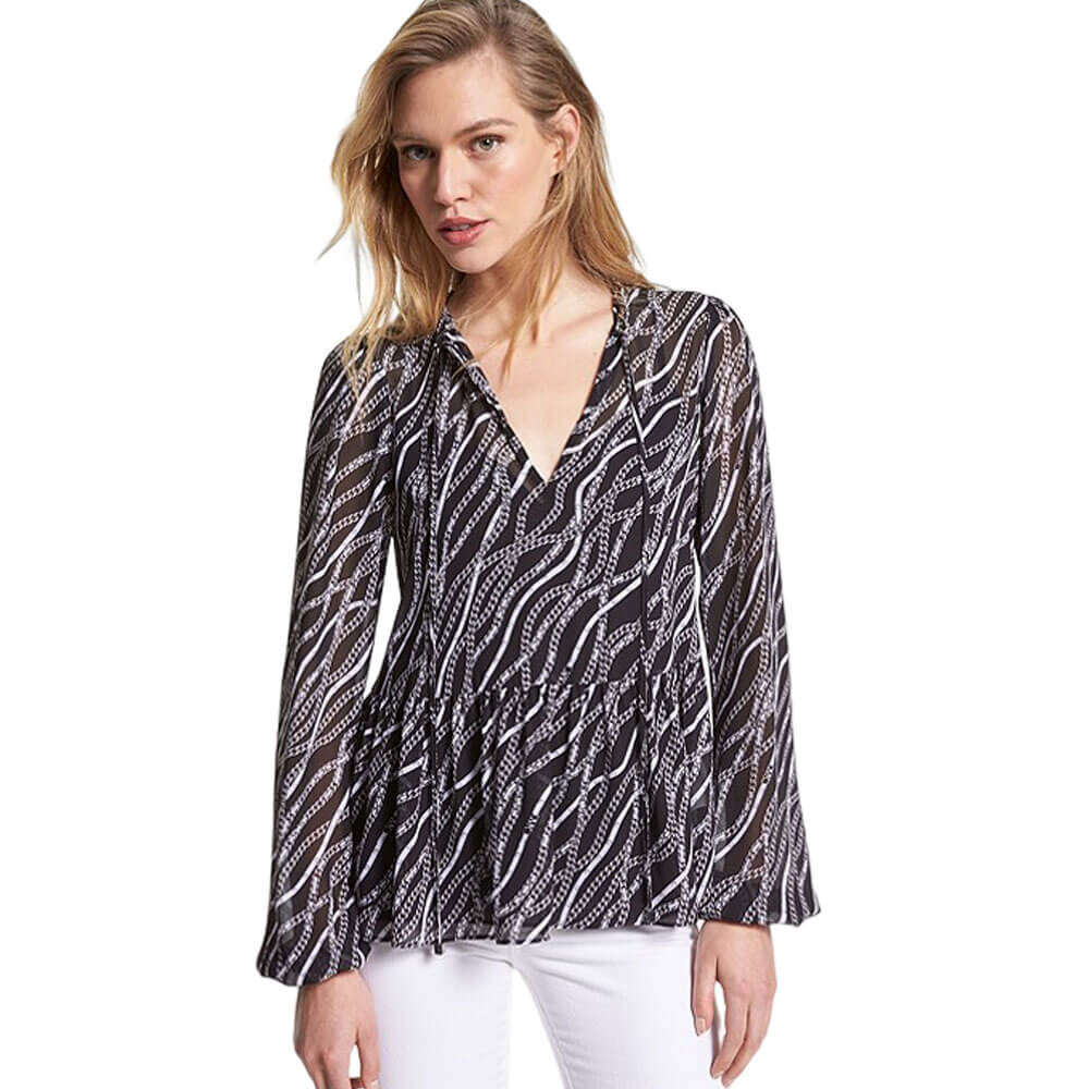 

Туника Michael Michael Kors Status Print Georgette, черный/белый