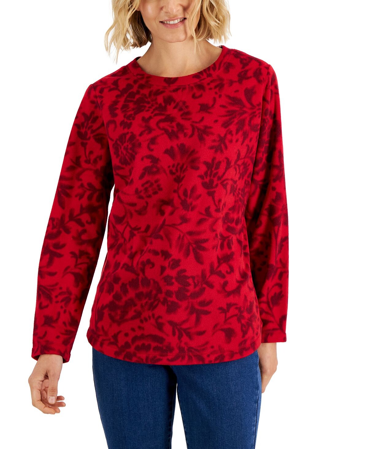 

Женский топ из микрофлиса с цветочным принтом, созданный для macy's Karen Scott, мульти