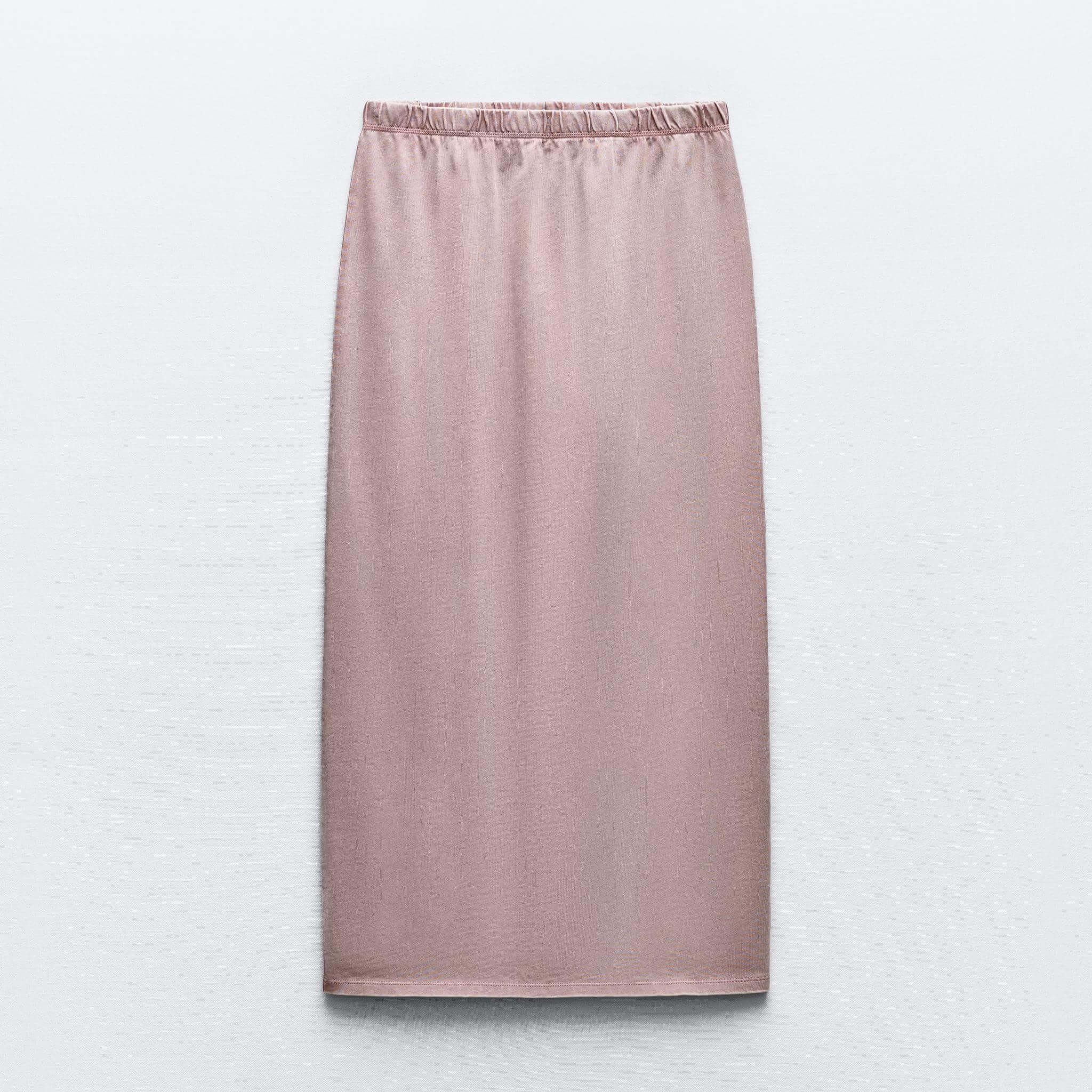 Юбка Zara Faded-Effect Heavy Cotton Long, розовый