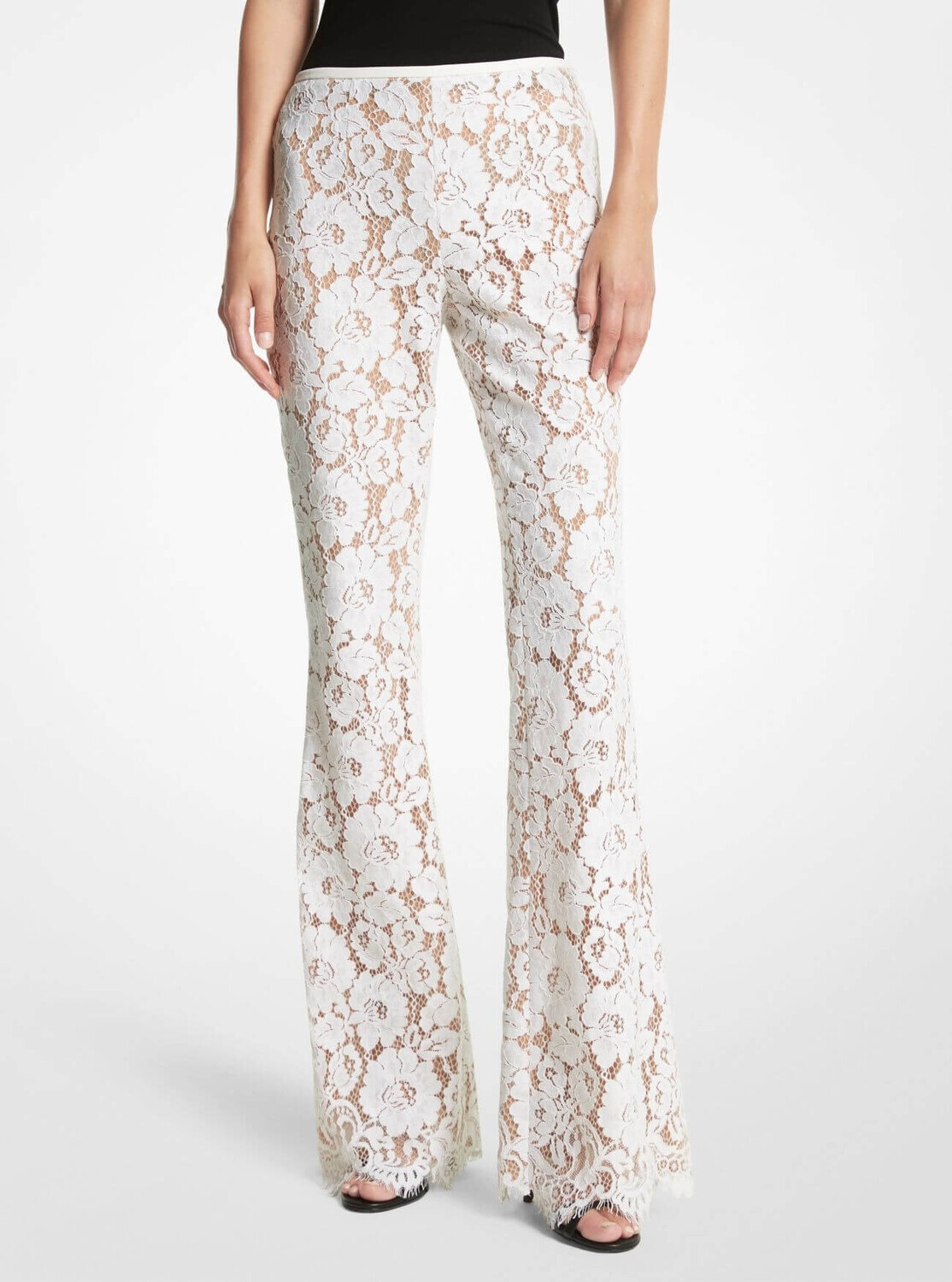 

Брюки Michael Kors Cotton Blend Floral Lace Flared, белый