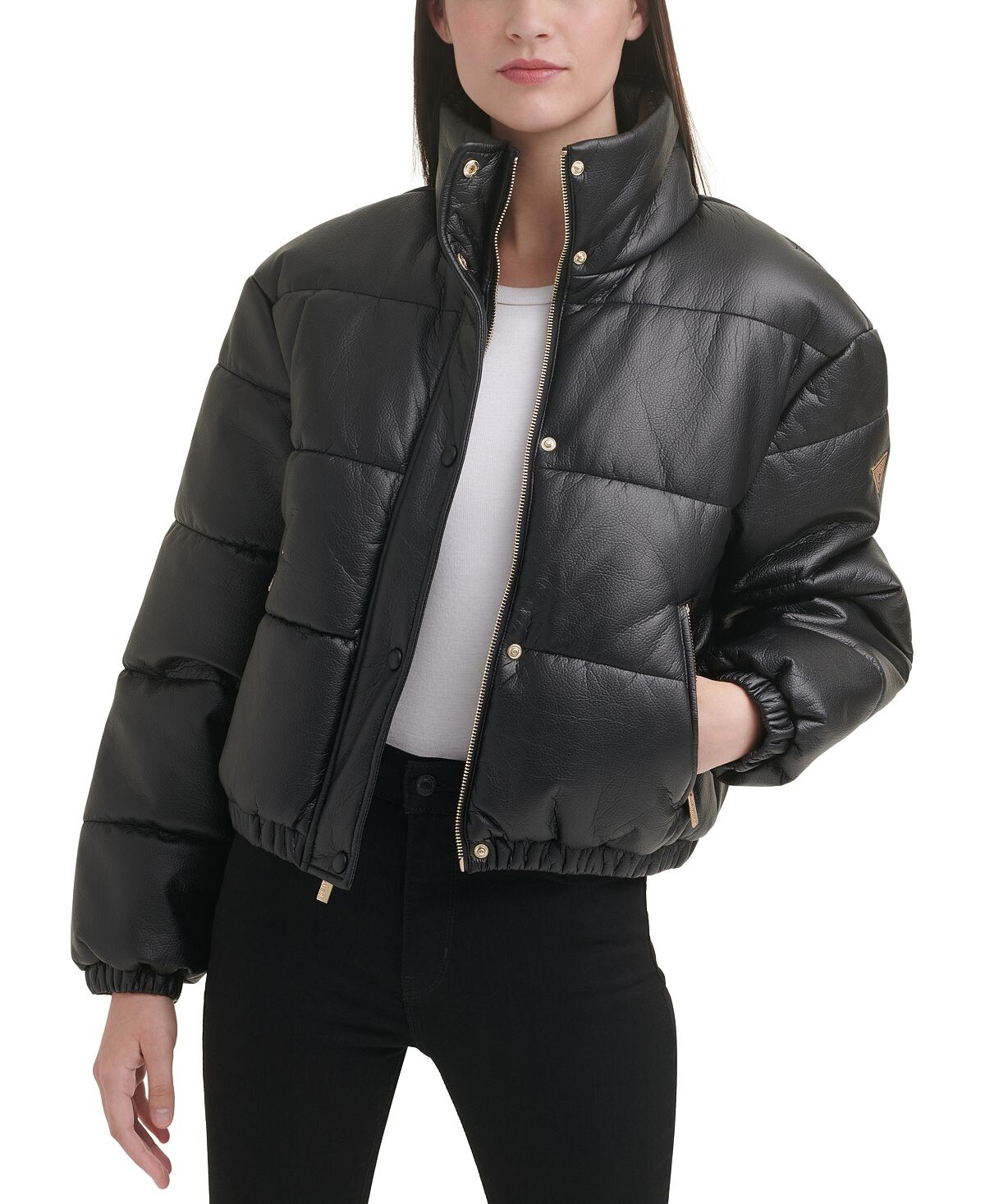 

Женское пуховое пальто из искусственной кожи GUESS, черный