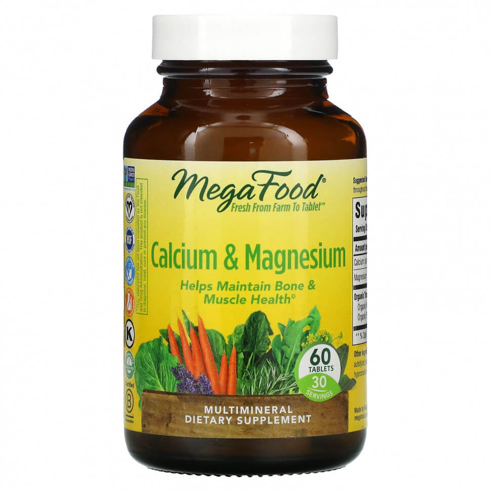 Кальций и магний MegaFood, 60 таблеток магний megafood magnesium 90 таблеток