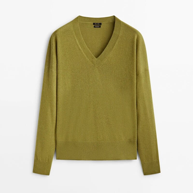 

Свитер Massimo Dutti 100% Cashmere V-Neck, зеленый