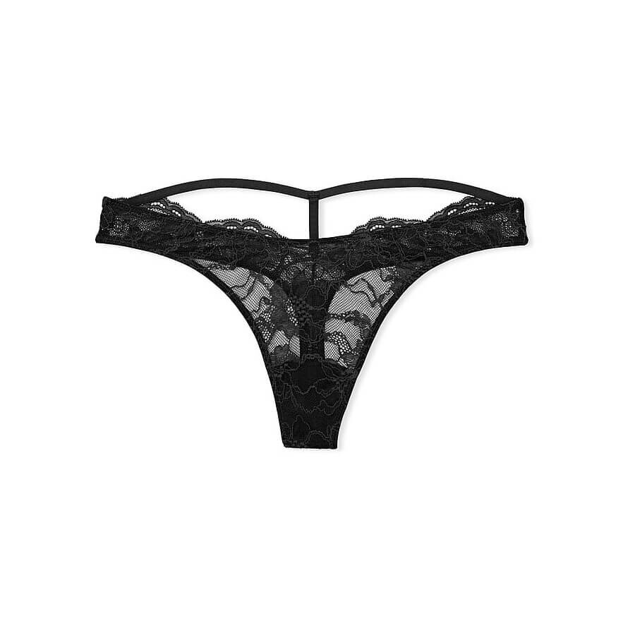 

Трусы-стринги Victoria's Secret Very Sexy Shine Strap Cut-Out Back Lace, черный