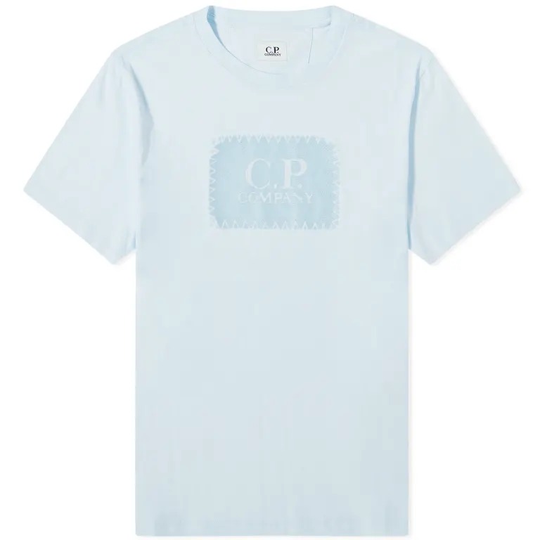 Футболка C.p. Company 30/1 Jersey Label Style Logo, голубой цена и фото