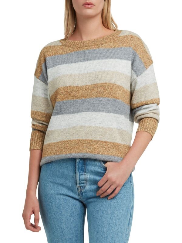 

Свитер в полоску из смесовой шерсти Halston Camel heather