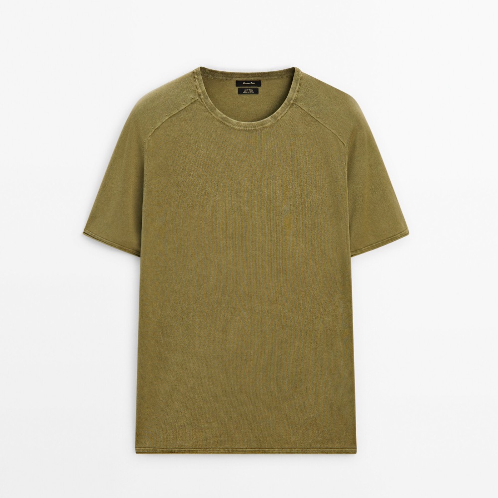 Футболка Massimo Dutti Short Sleeve Cotton Knit, зеленый платье massimo dutti limited edition knit short sleeve жёлтый