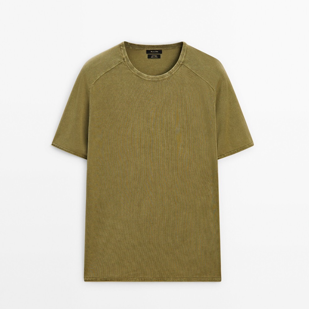 Футболка Massimo Dutti Short Sleeve Cotton Knit, зеленый