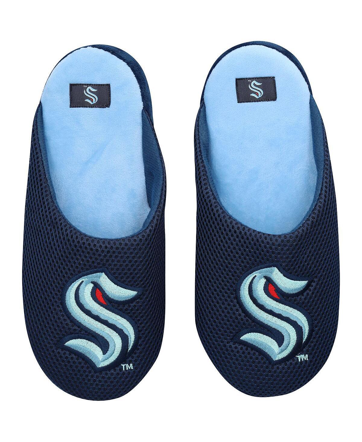 Мужские сетчатые тапочки seattle kraken с большим логотипом и цветными блоками FOCO, синий коман б принципы веры