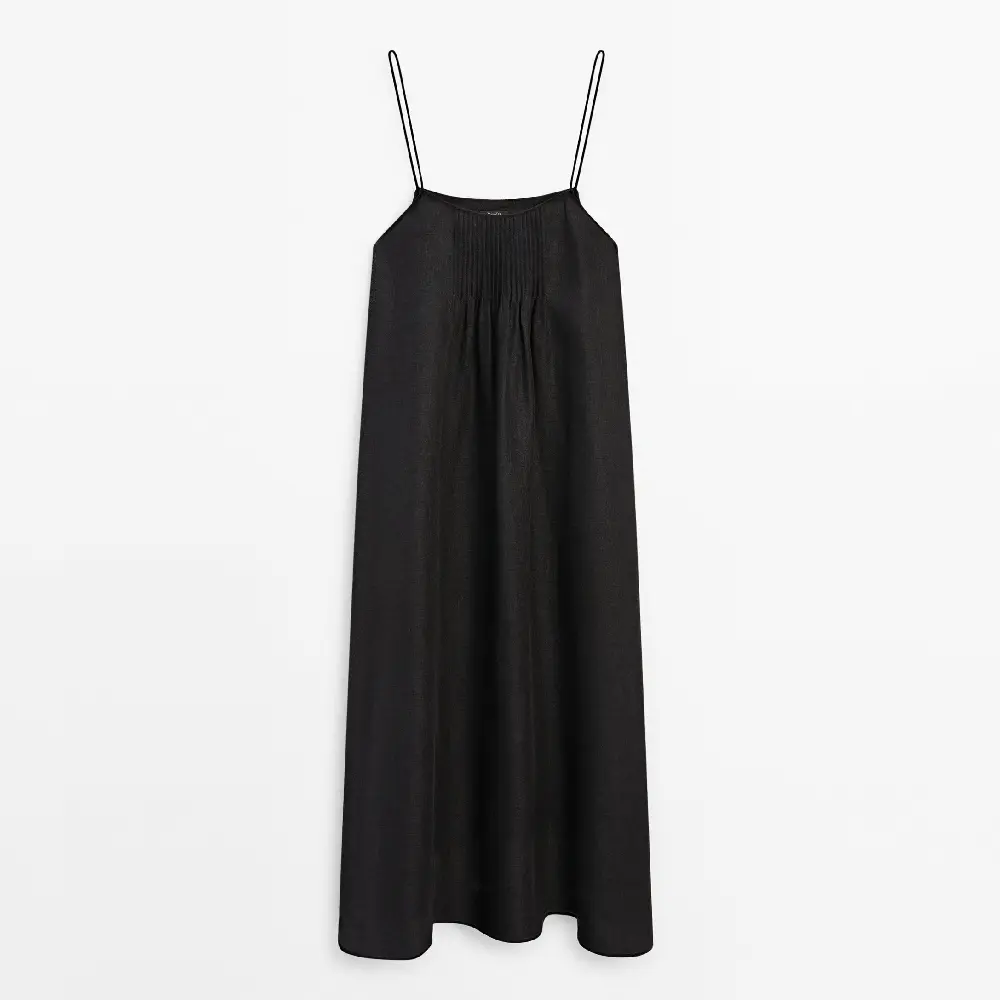 

Платье Massimo Dutti 100% Linen Strappy, черный