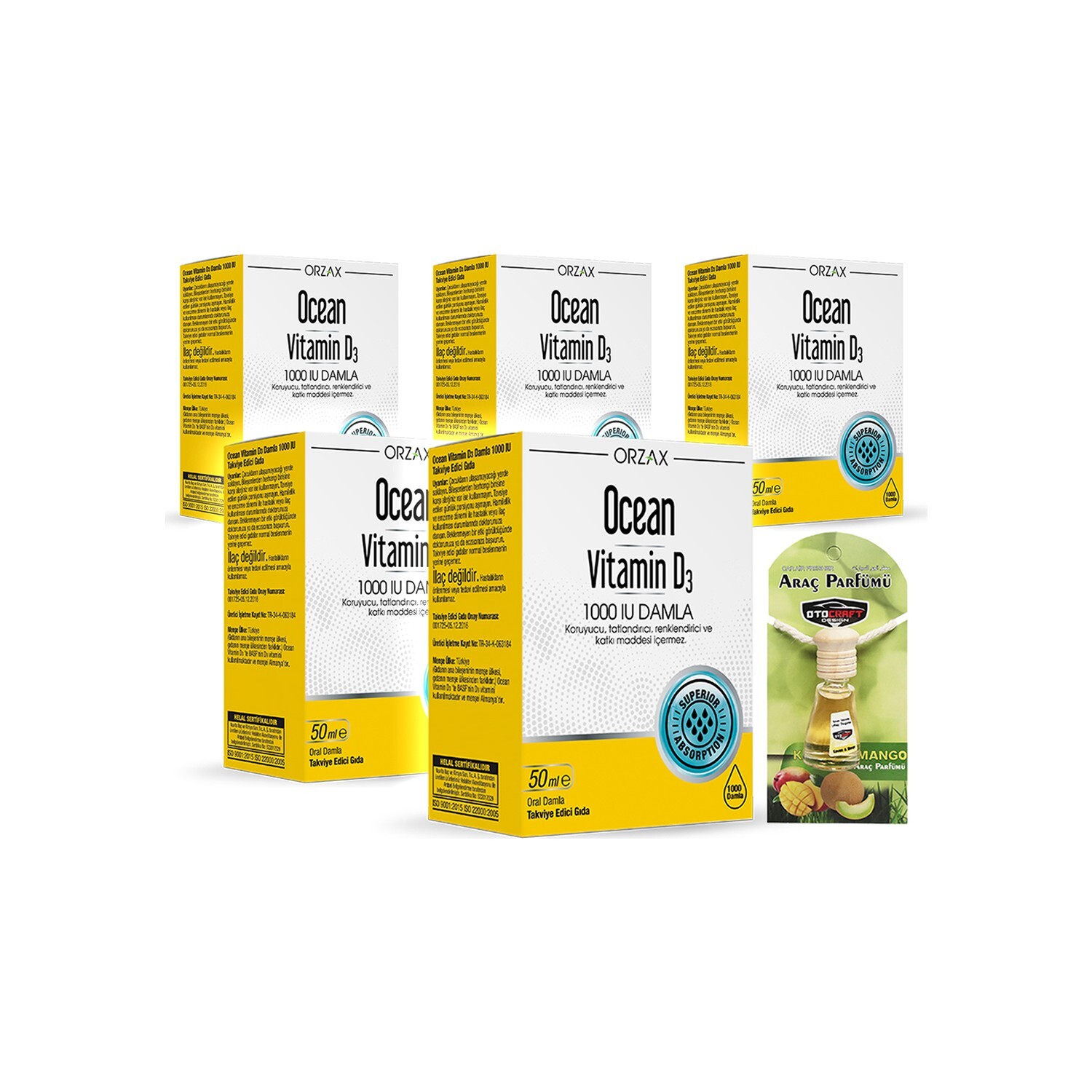 

Orzax Ocean Vitamin D3 1000 Iu Drops x 5 Pieces + Car Perfume
