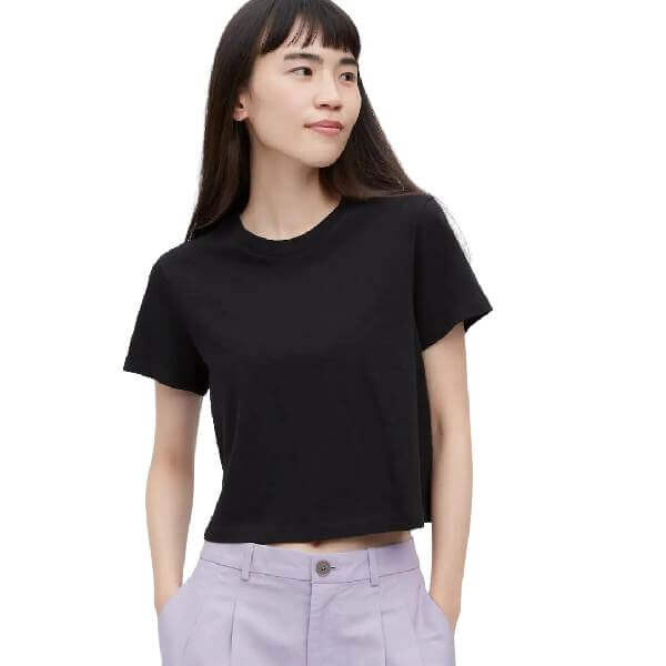 

Футболка Uniqlo Slub Cotton Cropped Short Sleeved, черный