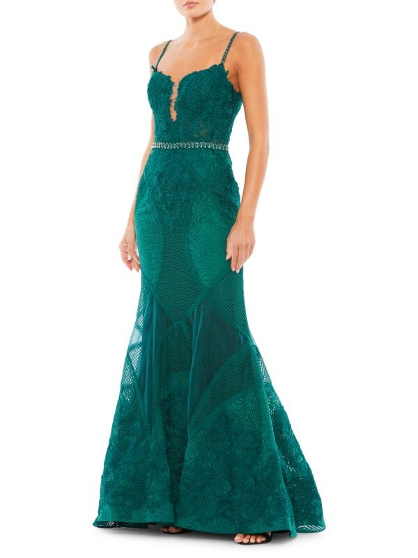 

Кружевное платье-труба Mac Duggal без рукавов, emerald