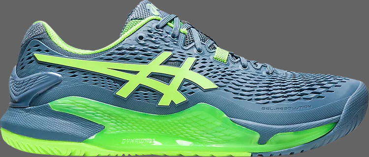 Кроссовки gel resolution 9 'steel blue hazard green' Asics, синий - фото