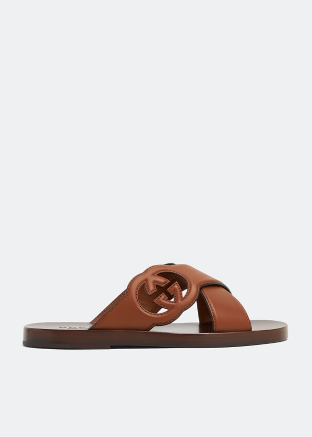 

Сандалии GUCCI Interlocking G slide sandals, коричневый