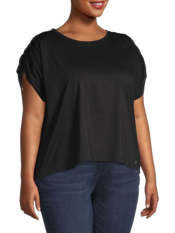 

Плюс топ с рюшами на рукавах Calvin Klein Black