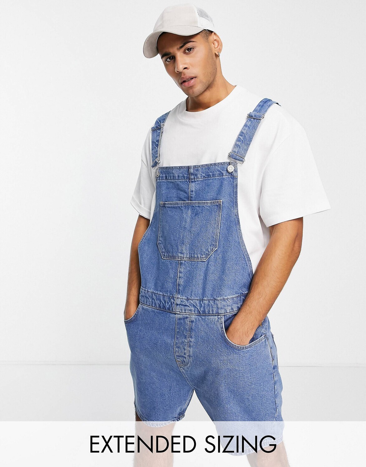 

Синий короткий джинсовый комбинезон ASOS DESIGN