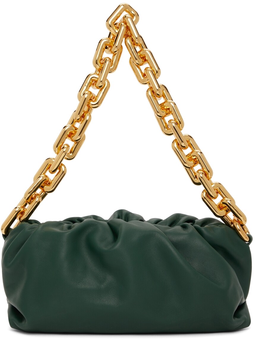 

Зеленый клатч-мешочек с цепочкой Bottega Veneta
