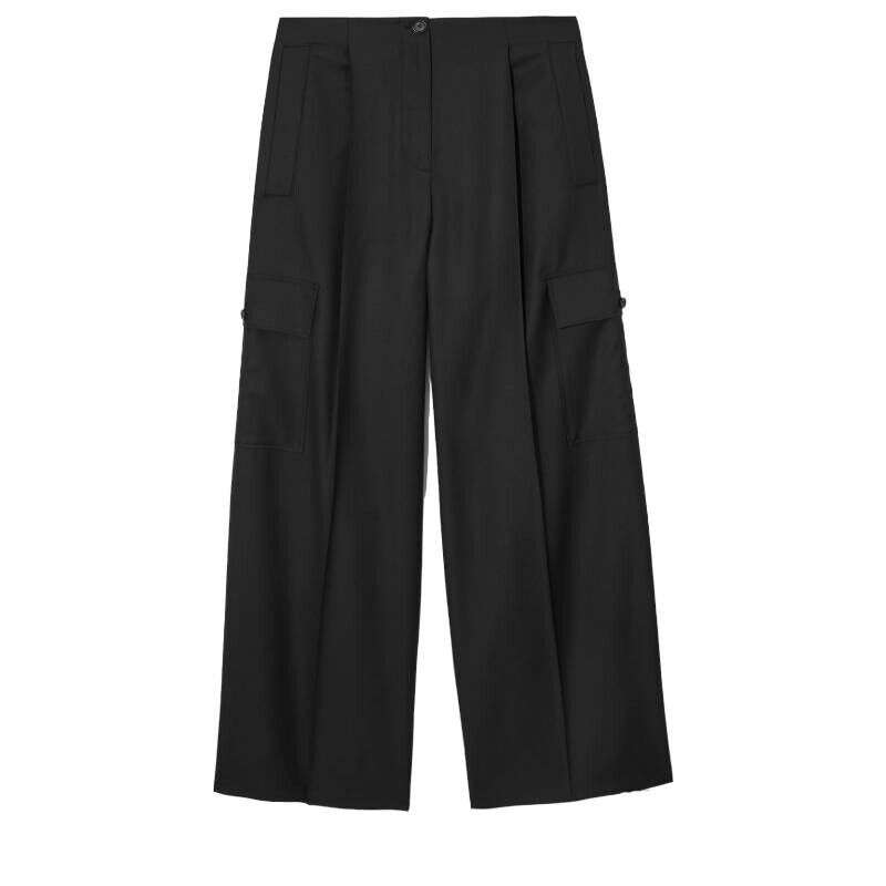 

Брюки шерстяные COS Wide-Leg Cargo, черный