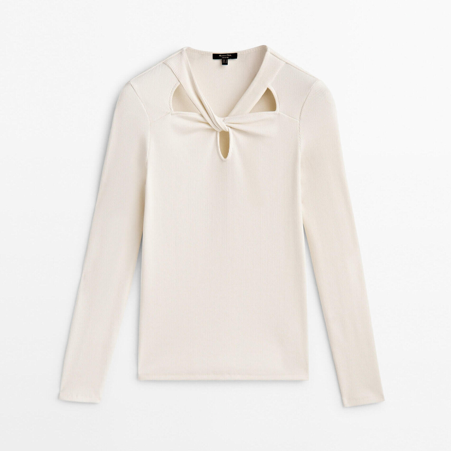 

Лонгслив Massimo Dutti Ribbed, кремовый (Размер M)
