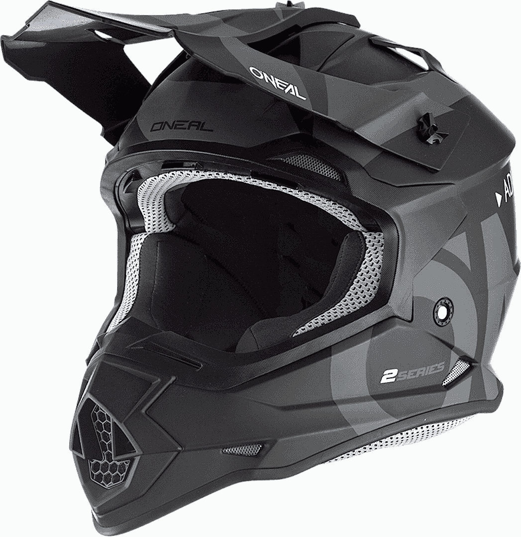 2series глюк шлем пик oneal черно белый Шлем Oneal 2Series Slick 2023 для мотокросса, черный/серый