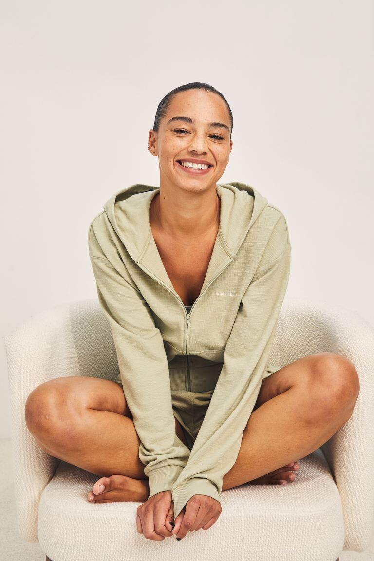 

Худи из джерси на молнии H&M, зеленый шалфей