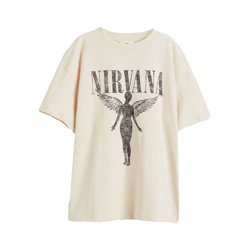 

Футболка H&M Oversized Nirvana, светло-бежевый