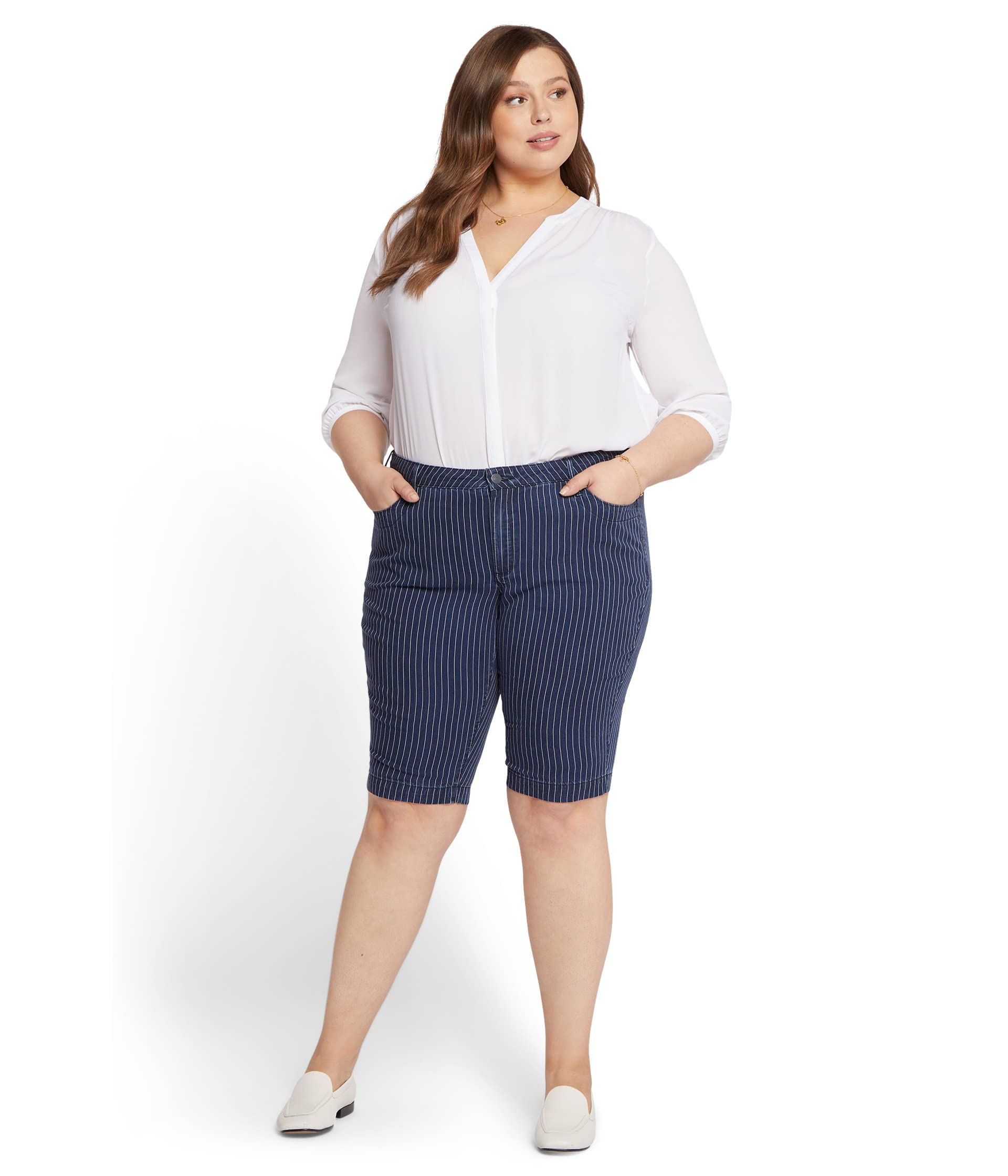 Шорты NYDJ Plus Size, Plus Size Tailored Bermuda Shorts in Dark Enzyme шорты nydj plus size plus size bermuda shorts