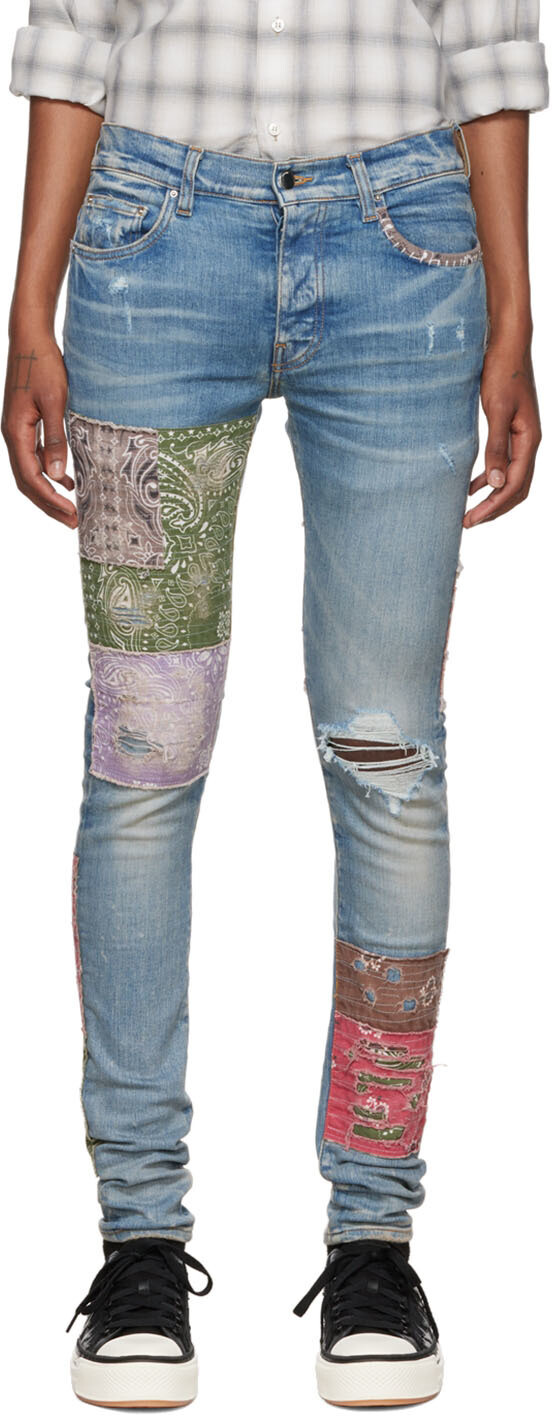 

Синие джинсы-бандана с нашивкой Artpatch AMIRI