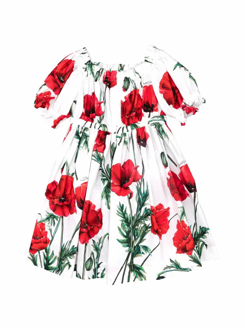 

Хлопковое платье с принтом маков Dolce&Gabbana