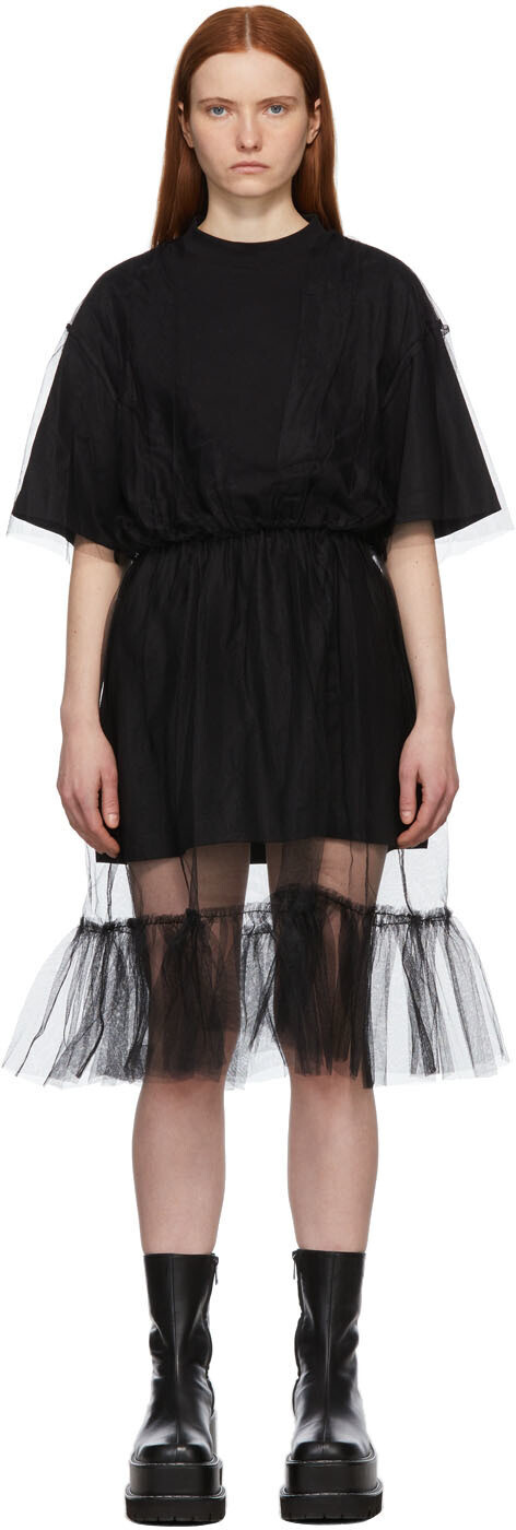 

Черное платье-футболка из фатина MSGM