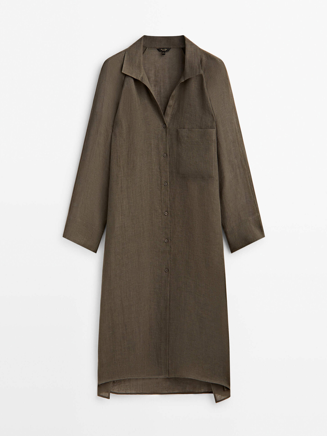 

Блузка Massimo Dutti 100% Linen Maxi Oversize, болотный