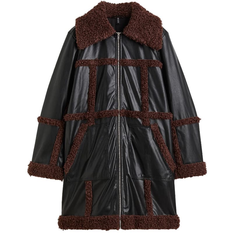 Пальто H&M With A Plush Finish, черный