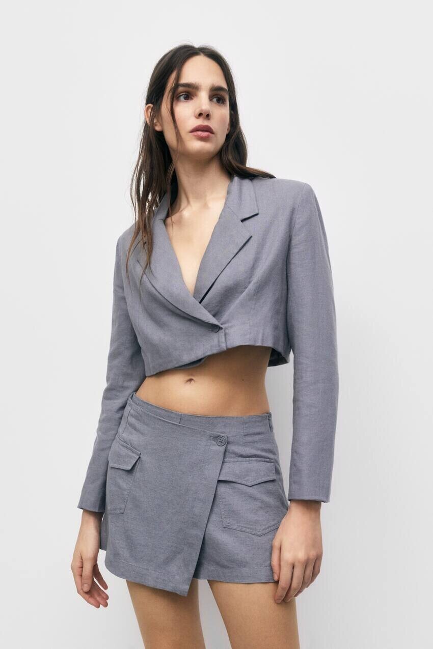 

Укороченный блейзер Pull&Bear, серый