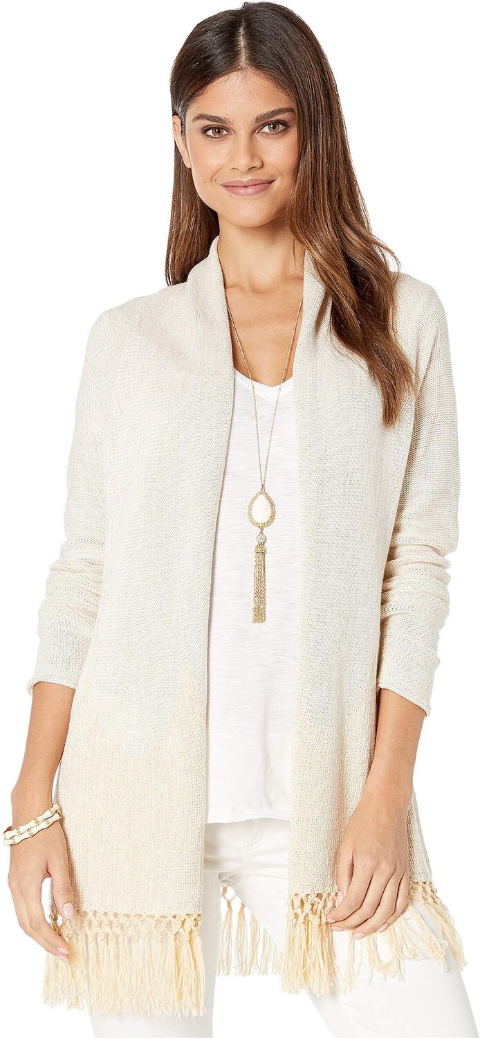 Свитер Tatum Long Fringe Hem Cardigan Lilly Pulitzer, цвет Gold Metallic