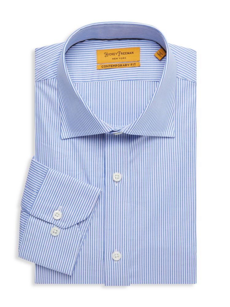 Классическая рубашка в полоску современного кроя Hickey Freeman, синий