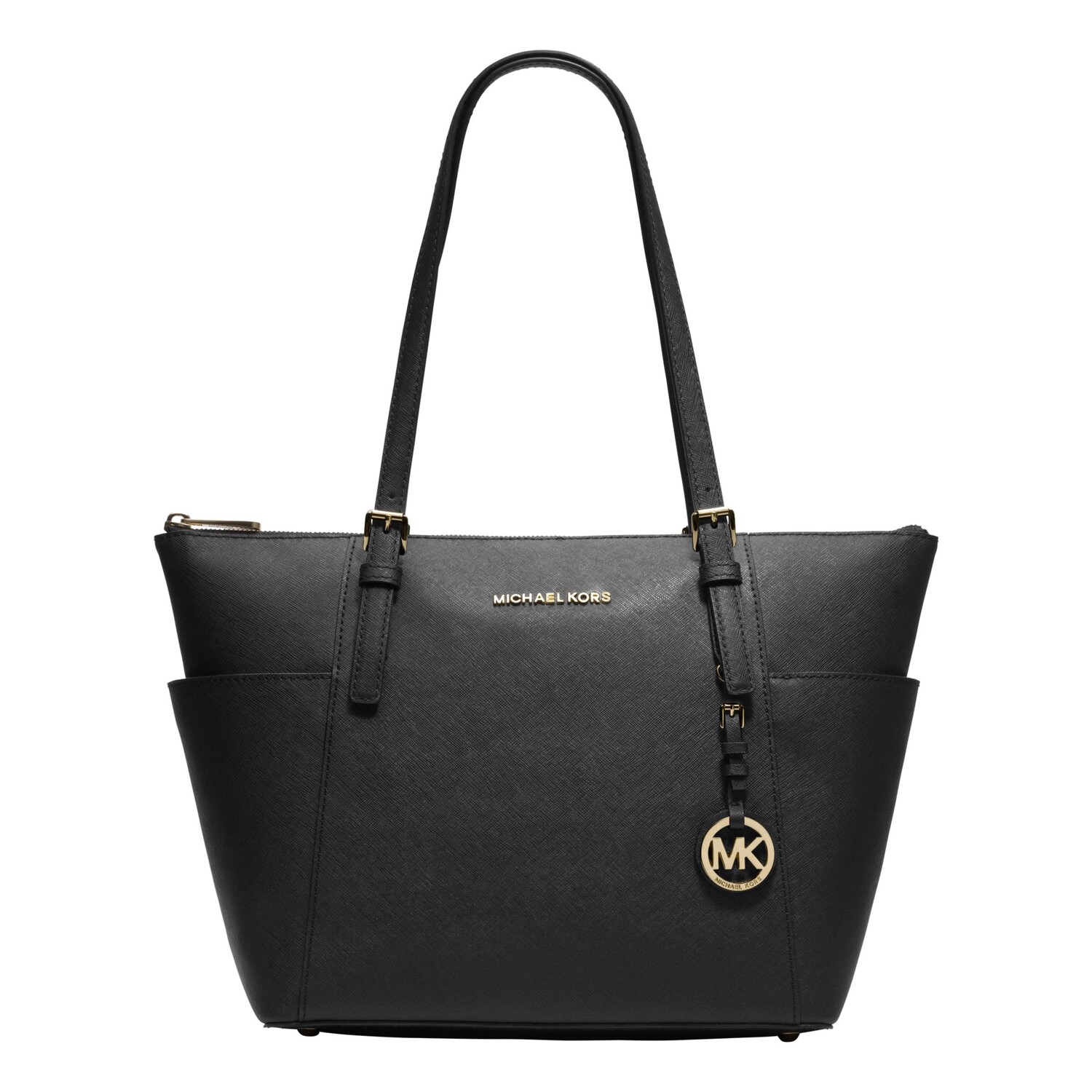 

Кожаная большая сумка MICHAEL Michael Kors Jet Set East/West, черный/золотой