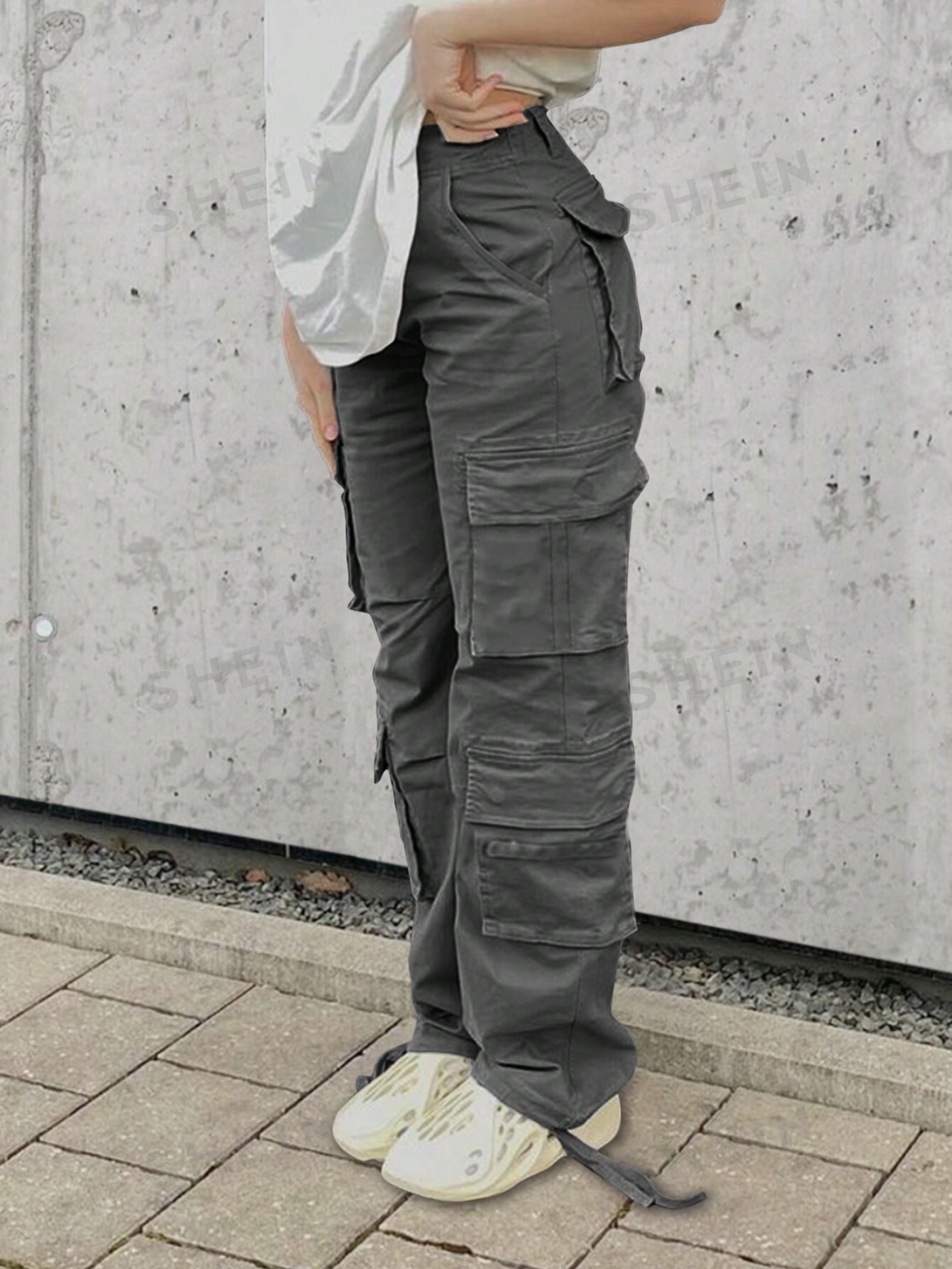 цена Женские брюки-карго с несколькими карманами в стиле Y2k, темно-серый
