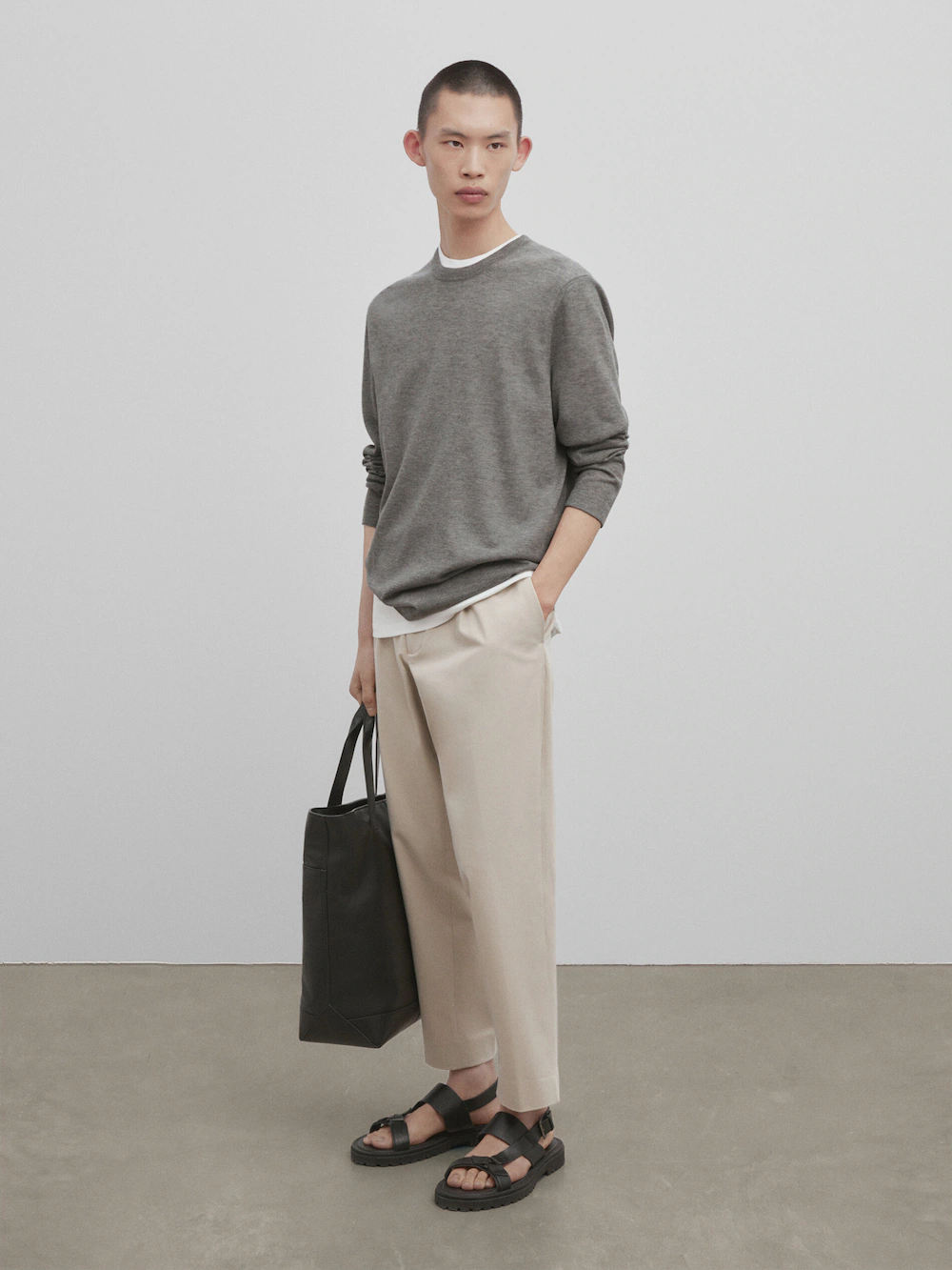 

Свитер из 100% шерсти и кашемира - studio Massimo Dutti, серый