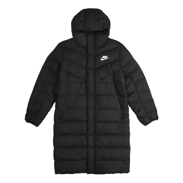 Пуховик Nike Sportswear Windrunner Down Fill Long hooded down Jacket Black, черный