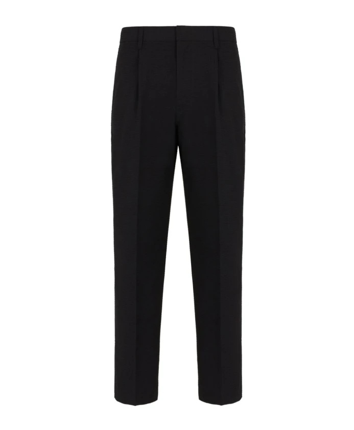 

Брюки из жатого хлопка со слегка эластичным поясом. Emporio Armani, черный