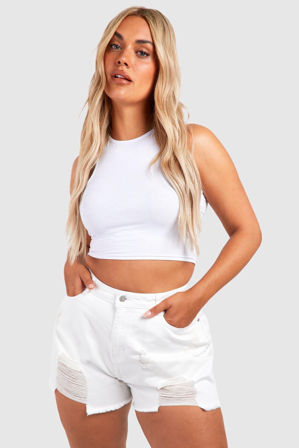 Белые джинсовые шорты plus Boohoo, белый