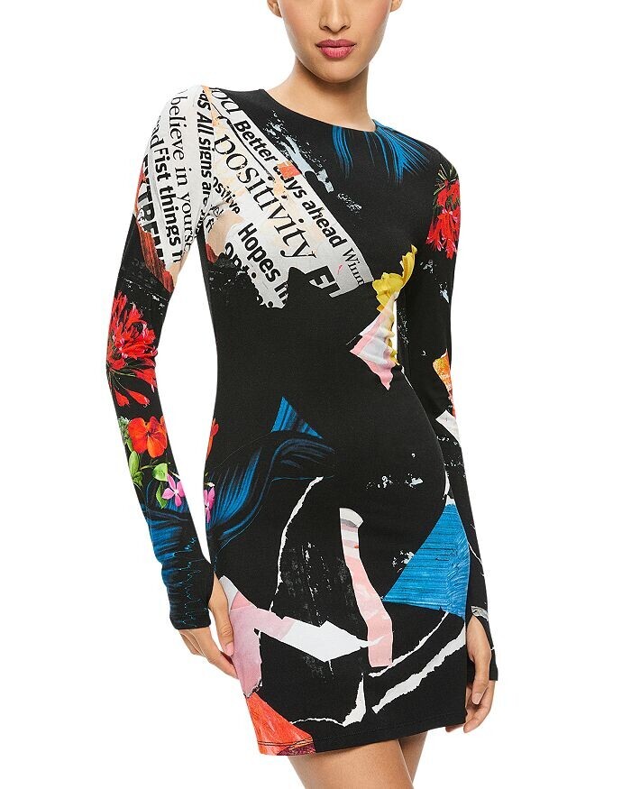 

Мини-платье Алиса и Оливия Делора Alice and Olivia, черный