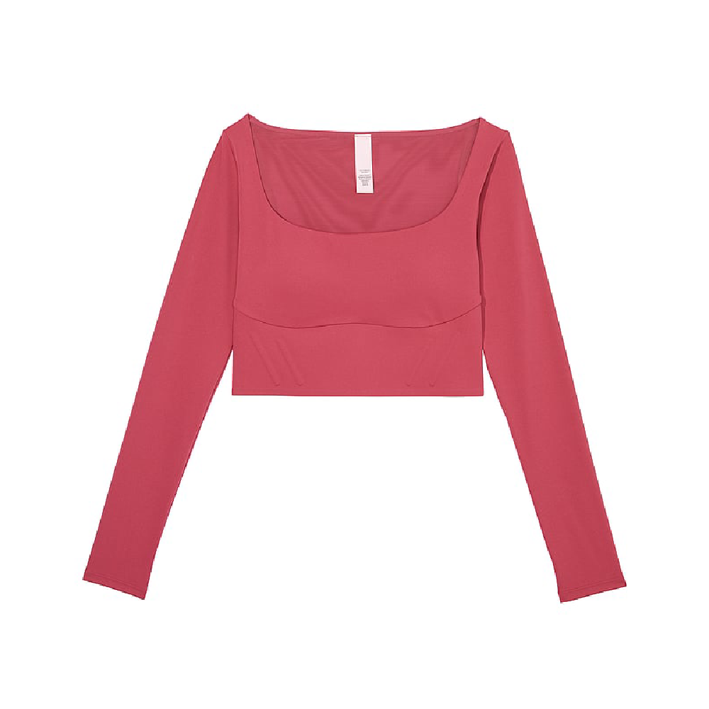 Топ спортивный Victoria's Secret VS Elevate Cropped Long-Sleeve Corset, розовый