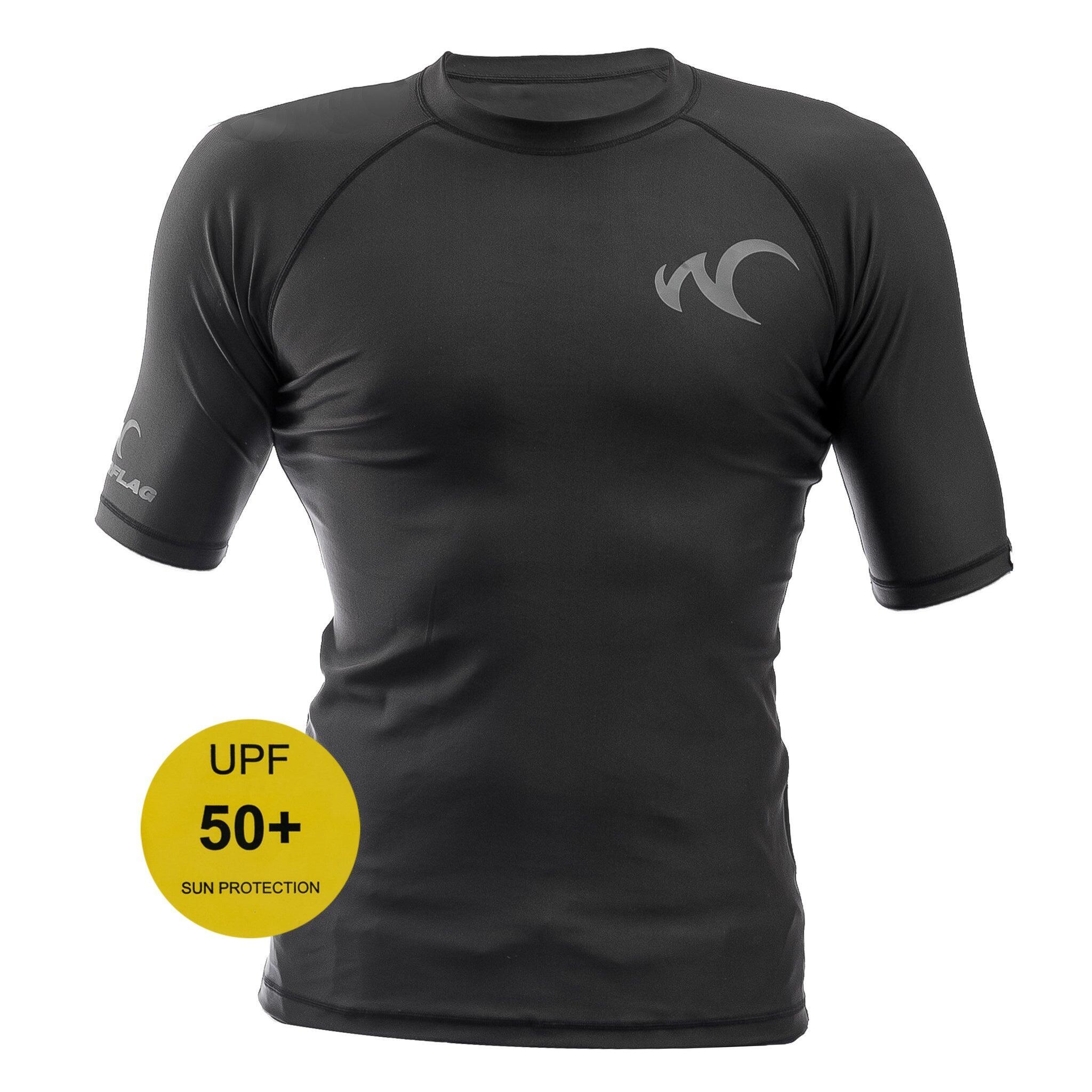 Barcelona Bodyfit Rash Guard Устойчивость к УФ-излучению - Унисекс - Водонепроницаемая рубашка UPF50+ WATRFLAG, черный - фото