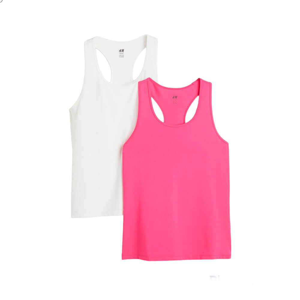 

Майки H&M Sleeveless, 2 предмета, белый/розовый